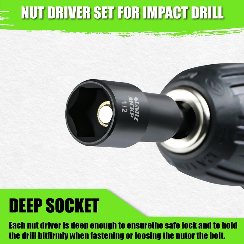 SUNHZMCKP 39Pcs Magnetic Nut Driver Set for Impact Drill, Metric
