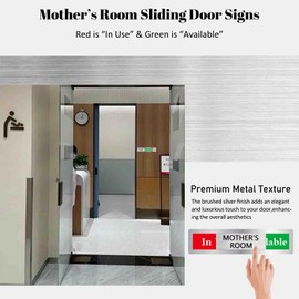 Mother's Room Door Sign, In Use Available Mother's Room Sliding Door Mark, Vacant Occupied Privacy Symbol for Office Business School Company Hotel Library Gym, Stainless Steel-7"x1.5"