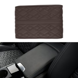 A ABSOPRO Universal Center Console Cover Car Armrest Cover Middle Console Cover Lid for Most Vehicle SUV Car Sedan 12.2"x7.87"x1.97" Brown Nappa Leather, Memory Foam Diamond Pattern