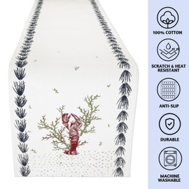 Folkulture Dining Table Runner - 108 Inches Long, 100% Cotton Rustic Boho Table Runner with Stripes (Salty Sand)