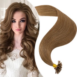 Bonding Extensions Real Hair Keratin U-Tip Hair Extensions 100% Human Hair 1 g/Strand 20 Inches / 50 cm 50 g #6 Medium Brown