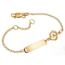 Silberketten-Store Children/Baby ID Bracelet 375 Gold with Engraving, Choice of Length 12-14-16 cm, Yellow Gold, Without Stone