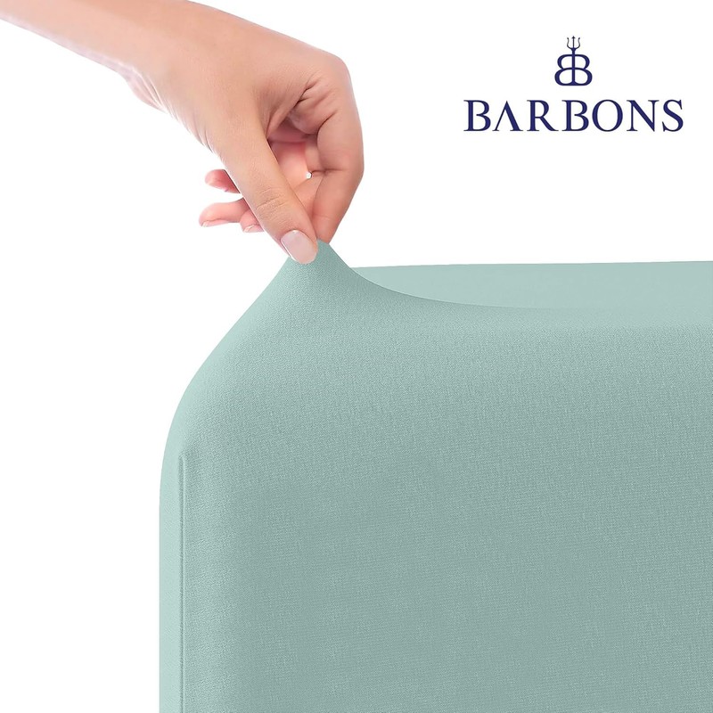 BARBONS Fitted Sheet, 160 x 200 cm, 100% Cotton, Oeko-Tex