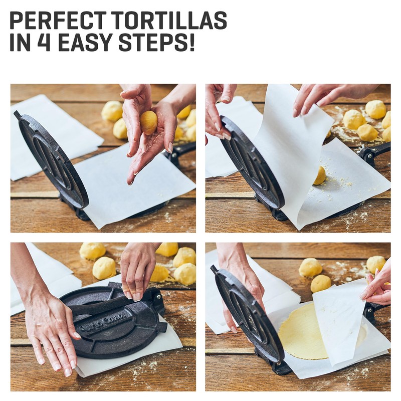 Uno Casa Cast Iron Tortilla Press 8 Inch with Tortilla