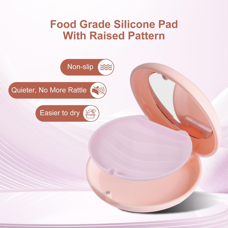 LONGMON Slim Retainer Case,Compatible with Invisalign,Aligner,Contain Remover Tool,Chewie,Pink Retainer Case