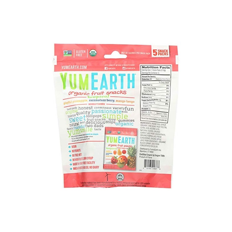 YumEarth Organic Fruit Snacks Variety Pack Vegan Allergy Friendly 5