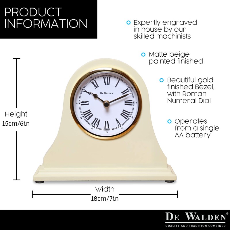 De Walden Nan's 80th Birthday Engraved Wooden Mantel Clock Beige