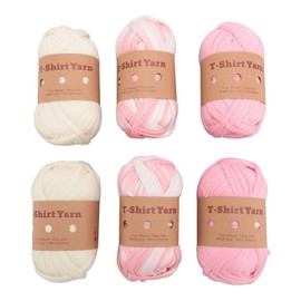 Hilo para Camiseta, Tela de Ganchillo de Tela Elástica, 6 Piezas de Hilo de Espagueti, Hilo de Tejer Grueso para Mano, Bolsa de Bricolaje, Manta, Cojín, Proyectos de Ganchillo
