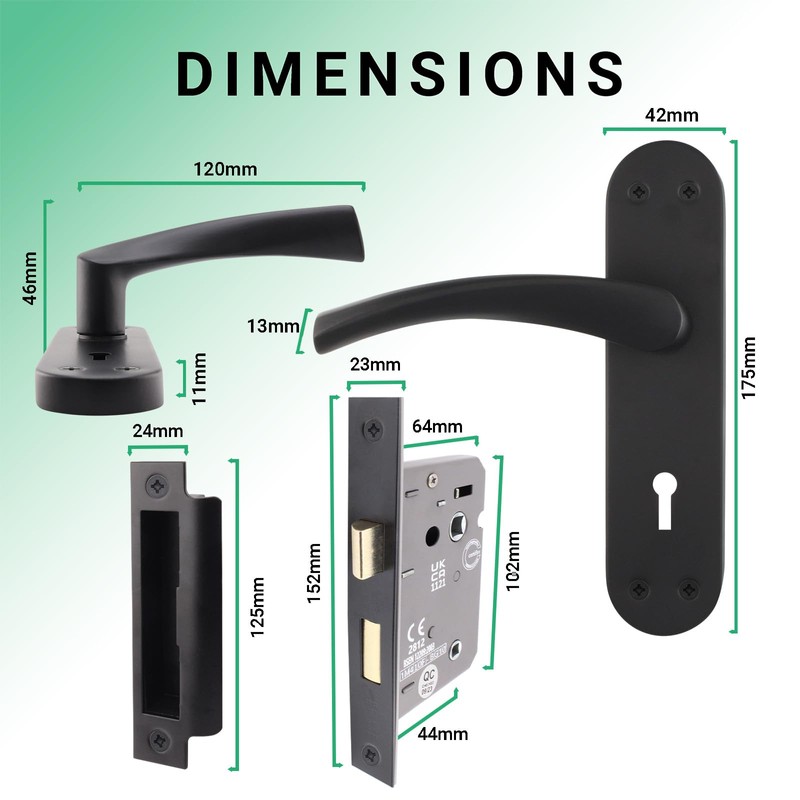 EAI Black Door Handle Key Lock Set - 1 Pair