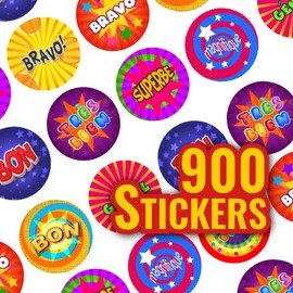 900 Mini Funky French Language Dots 10mm Glossy Teacher Reward Stickers