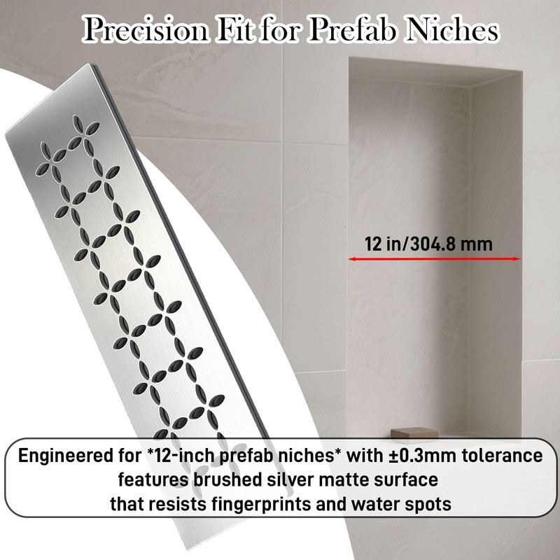 Hxszk Floral Design Brushed Stainless Steel Shower Shelf for 12"