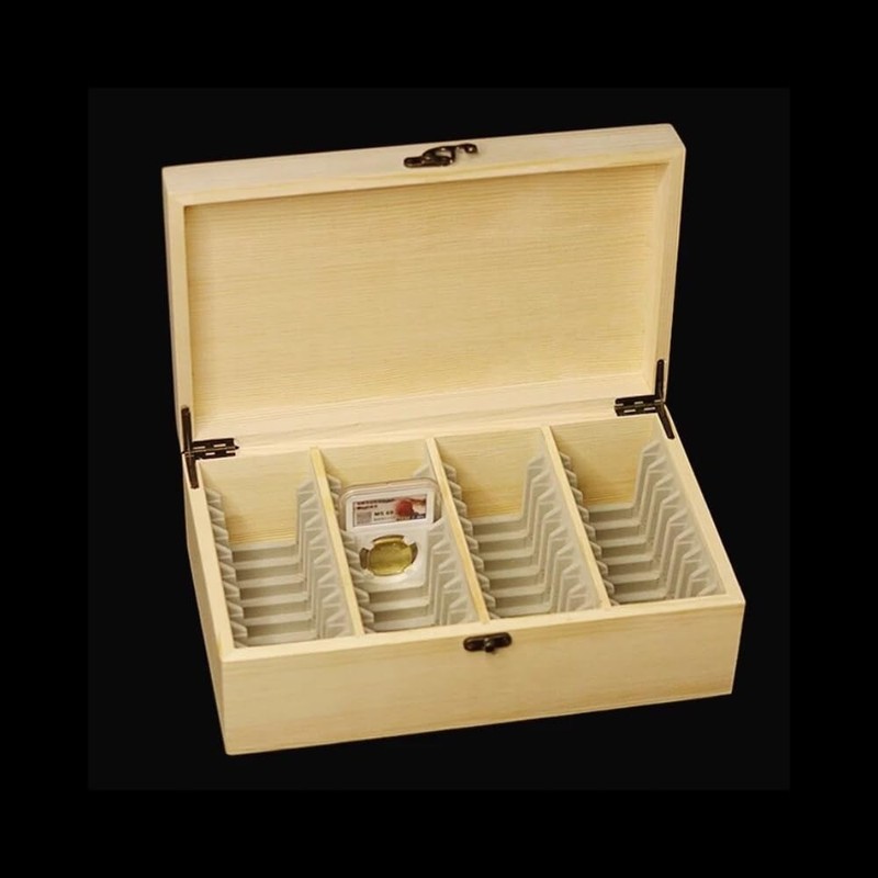 Wooden Storage Display Box Container Collections Case Fit 40PCS Graded