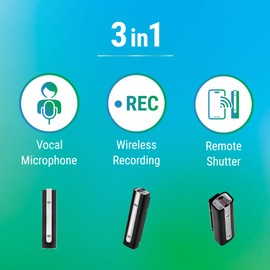 RICHCHIP Advanced Bluetooth Wireless Microphone with Noise Cancelling - Ideal for Voice Recorder, Online Meetings, Interview Recording, Live Streaming, and GoPro HERO12 Compatibility (Silver)