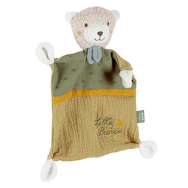 Fehn Cuddly Blanket Bear "Prince" - Playmate & Stuffed Toy Comforter with Cotton from Controlled Organic Cultivation with Individually Embroidered Slogan - for Babies and Toddlers from Birth