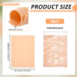 FINGERINSPIRE 4PCS Tattoo Practice Skin 3MM Thick Double-Sided 8x11.7 Inch PeachPuff Silicone Practice Sheets A4 Size Durable Synthetic Skin for Tattoo Training