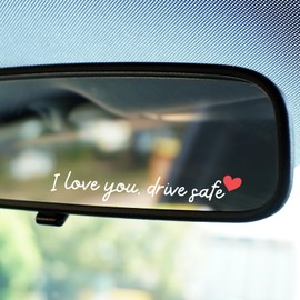 4PCS Mirror Stickers,Car Mirror Decal,Car Stickers and Decals for Women,Vinyl Tumbler Decal(I Love You,Drive Safe)