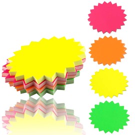 Twdrer 80PCS 4 Assorted Bright Color Small Star Burst Signs(3.15" x 4.33"),Neon Fluorescent Paper,Burst Solar Signs Display Tags to Boost Sales for Retail Store,Party Favors