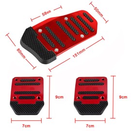 EOHMAK Car Pedal Pads Car Brake Pedal Pad Manual Transmission Pedal Covers Replacement Kit Non-Slip Foot Pedal Covers Set Alloy Brake Gas Clutch Pedal Kits for Car SUV ATV (Red, 3 PCS, Manual)