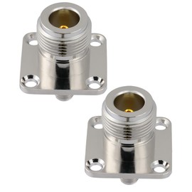 POBADY 2PCS SMA Female to N Female 4 Hole Panel Mount RF Coaxial Adapter 50 Ohm Low Loss N Type to SMA Flange Chassis Mount Connector for WiFi Radios RF Coaxial Antenna