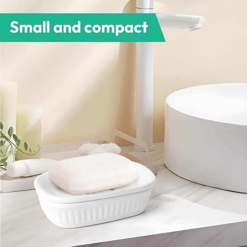 Ruioomeep Soap Dish with Drain Soap Holder Ceramic Soap Dish