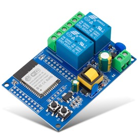 ESP32 Relay Board 2 Channel 5V Relay Module with WiFi Bluetooth 4MB Flash Programmable Button Indicator Light for Arduino Smart Home IoT Projects