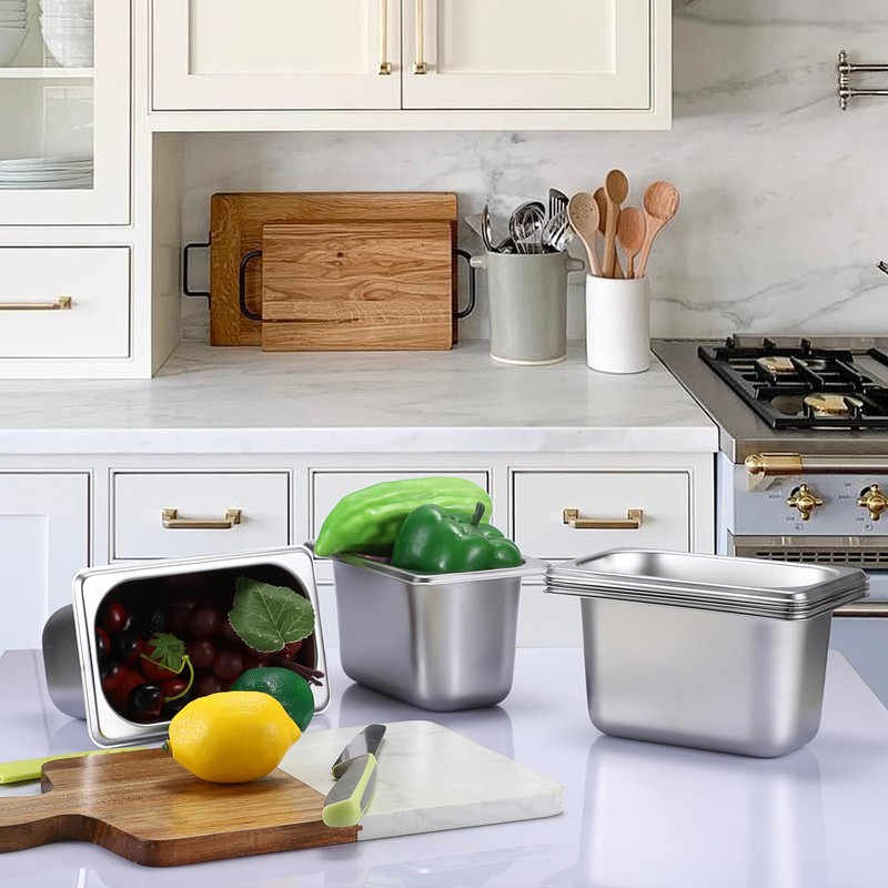 BSTKEY 6 Pack 1/9 Size 4 Inch Deep Hotel Pans,