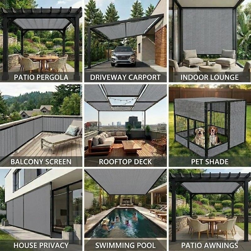 EMERIT 90% Sun Shade Cloth, 8' X 12' Pergola Shade