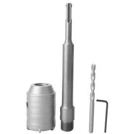 Kit de Brocas para Piedra, Cemento y Hormigón con Vástago SDS, Varilla de 200mm con Llave de 50mm para Sierra Perforadora de Pared