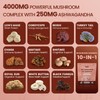 Lions Mane Mushroom Gummies with Ashwagandha, 4000mg 10-Mushroom Complex &