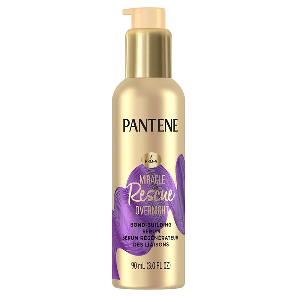 Pantene Hair Serum, Bond Builder Hair Treatment, Deep Leave In Conditioner, Overnight Miracle Rescue, 90 mL