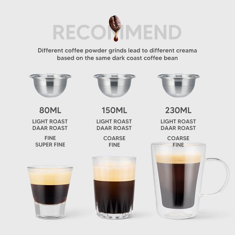 RECAFIMIL Stainless Steel Refillable Coffee Pods Compatible for Nespresso VertuoPlus,St.