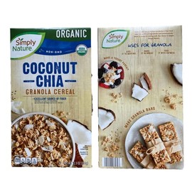 Simply Nature Coconut Chia Granola Cereal, Organic, 12.3 oz-set of 2
