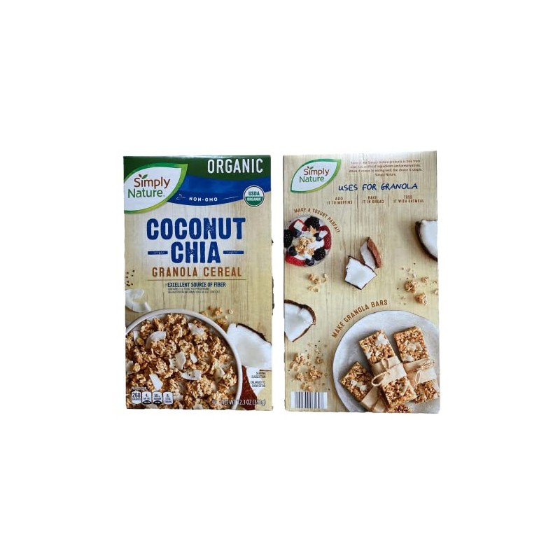 Simply Nature Coconut Chia Granola Cereal, Organic, 12.3 oz-set of