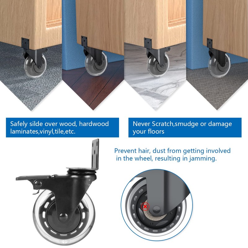 Hirate 3 inch L-Shaped Plate Casters Upgraded Version to Prevent