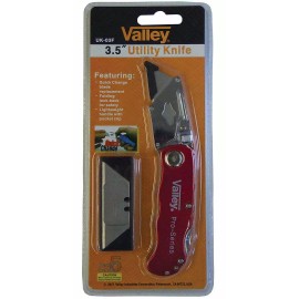 Valley Pro Series All Metal Folding 3.5" Utility Knife with 5 Blades