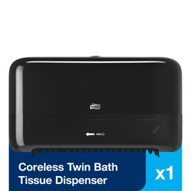 Tork Coreless Toilet Paper Dispenser Black, For Homes and Small Businesses, Fits T7 Dispensers