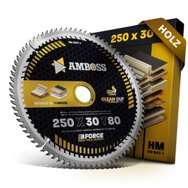 AMBOSS WERKZEUGE HM Circular Saw Blade, 250 x 30, Z80, Interchangeable Teeth for Wood, Super Fine Cut, 250 mm, for Dewalt DWE 7492, Holzkraft ST 1, Ferm TSM1033, Holzmann, Atika, Bernardo Scheppach.