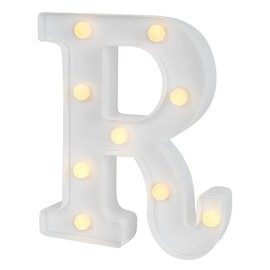 Restaurantware-Illumify 6.5 x 1.2 x 8.7 Inch Light Up Letter, 1 Durable Marquee LED Light - Letter R, Touchproof, White Plastic Party Light, Keyhole Slot, For Parties, Weddings, Or Special Events