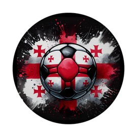 Football Georgia Magnet Round Euro 2024 Fan Item Country Colours Red/White Sporty Ball Flag Magnet for Real Football Enthusiasts