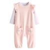 NEXT Baby Dungarees and Long Sleeve Bodysuit Set, pink