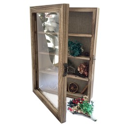 WANLIAN Shadow Box Frame with Acrylic 11x16“ Wooden Shadow Box Display Case with 3 Detachable Shelves & Linen Back, Wall-Mounted Deep Display Box Picture Frame for Photos Memorabilia (Carbonized)