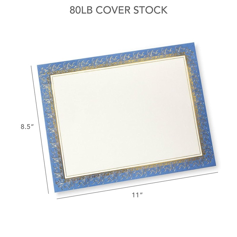 Gartner Studios Blue and Gold Foil Certificate Paper, 80lb 8.5”