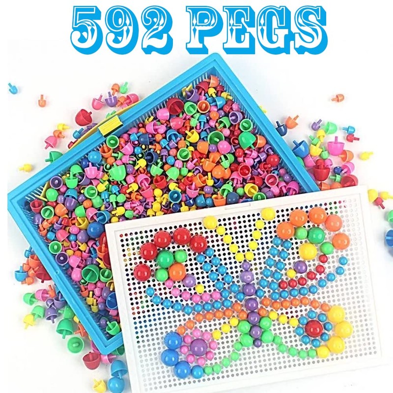 CDDLR 592Pcs Jigsaw Puzzle Mix Colour Mushroom Nails Pegboard Educational
