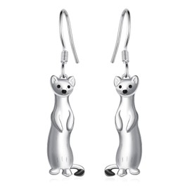 Ferret Earrings 925 Sterling Silver Ferret Dangle Earrings Ferret Stuff Gifts Cute Animal Jewelry for Women