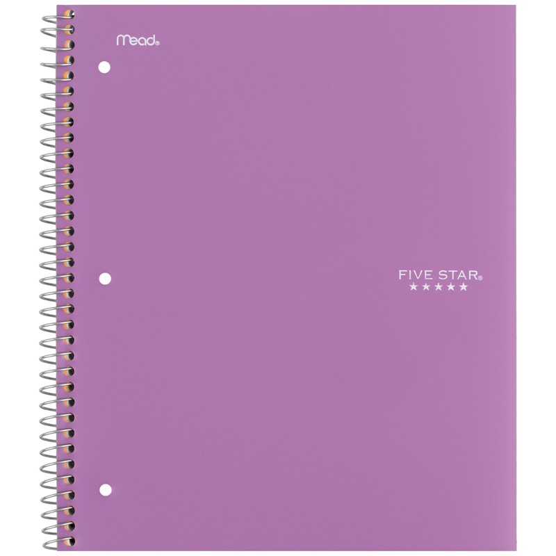 Five Star Spiral Notebook + Study App, 3 Subject, Wide