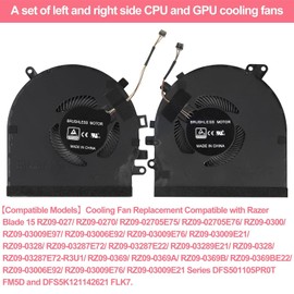 FFENDOUNIU Upgraded CPU+GPU Cooling Fan Replacement Compatible with Razer Blade 15 RZ09-0270 RZ09-0300 RZ09-03009E97 RZ09-0328 RZ09-03287E72 RZ09-02705E75 RZ09-02705E76 Series Laptop