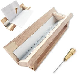 Bookbinding Punching Cradle with Aluminum Piercing Guide, with an Awl and Ruler, Signature Punching Tool Set for Bookbinding Kit, for Book DIY Crafts, Polished Smooth Surface, Easy to Use Guide