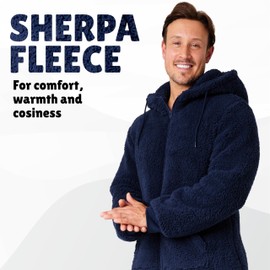 CityComfort Adult Onesie for Men Teenagers - Cosy Nightwear Hooded Fluffy Fleece Onesies For Men M-3XL Lounge Wear - Gifts for Him (Navy, 3XL)
