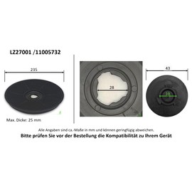 Replacement Carbon Filter for Siemens LZ27001 Activated Carbon Filter Suitable for Cooker Hoods LU11123 and Others Round Approx. 23 x 2 cm Central Screw Connection (1)