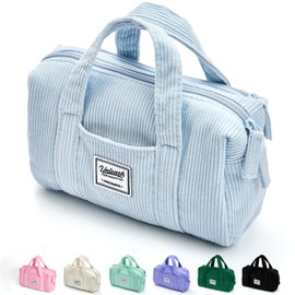 SPACEMATE Pencil Case Pouch Box Bag School Supplies Girls Boys Kids, Cute Preppy Stuff Large Big Capacity Aesthetic Pen Organizer, Back to College Stationary, Baby Blue, Corduroy Style, 1600ml